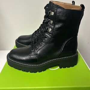 Sam Edelman Lue Black Leather Combat Boots – Size 7 NEW